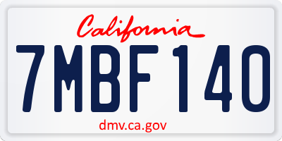 CA license plate 7MBF140