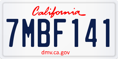 CA license plate 7MBF141