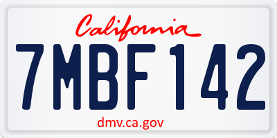CA license plate 7MBF142