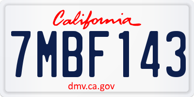 CA license plate 7MBF143