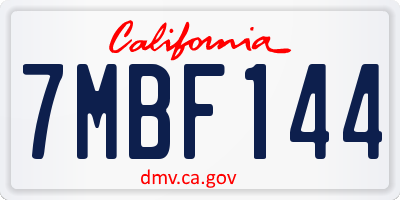 CA license plate 7MBF144