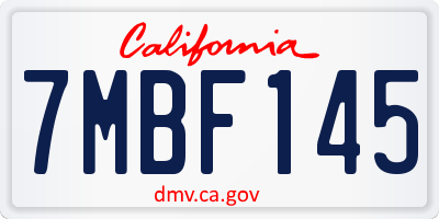 CA license plate 7MBF145