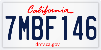 CA license plate 7MBF146