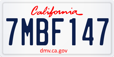 CA license plate 7MBF147