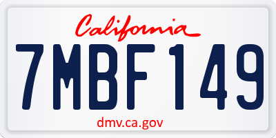 CA license plate 7MBF149