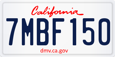 CA license plate 7MBF150
