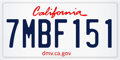 CA license plate 7MBF151