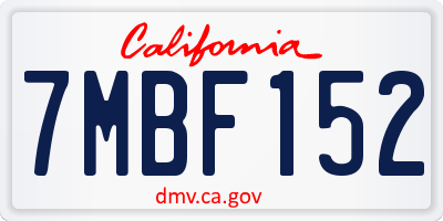 CA license plate 7MBF152