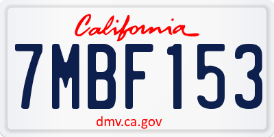 CA license plate 7MBF153