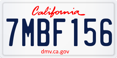 CA license plate 7MBF156