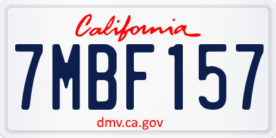 CA license plate 7MBF157