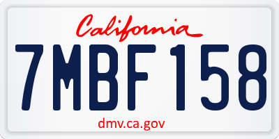 CA license plate 7MBF158