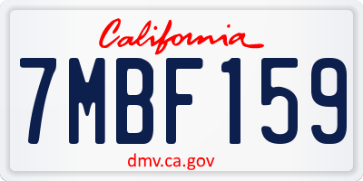 CA license plate 7MBF159