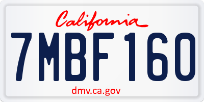 CA license plate 7MBF160