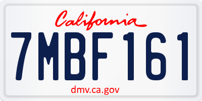 CA license plate 7MBF161