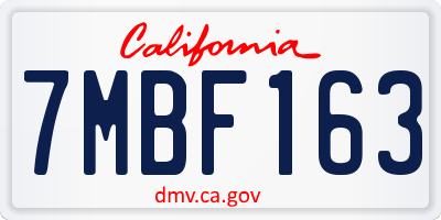 CA license plate 7MBF163