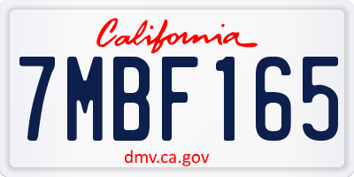 CA license plate 7MBF165