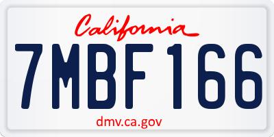 CA license plate 7MBF166
