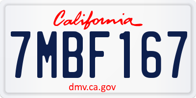 CA license plate 7MBF167