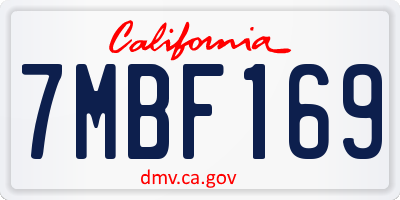 CA license plate 7MBF169