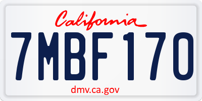 CA license plate 7MBF170