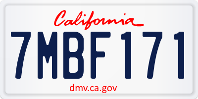 CA license plate 7MBF171