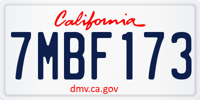 CA license plate 7MBF173