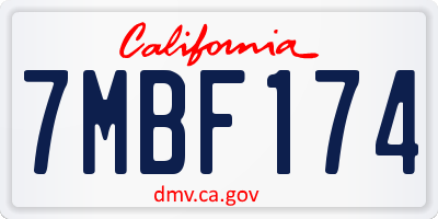CA license plate 7MBF174