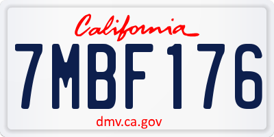 CA license plate 7MBF176