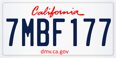 CA license plate 7MBF177