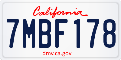 CA license plate 7MBF178