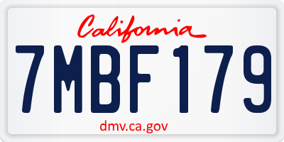 CA license plate 7MBF179