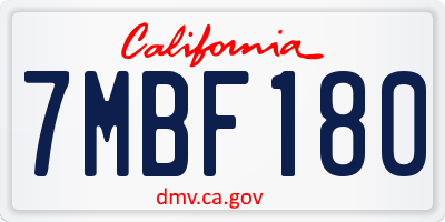 CA license plate 7MBF180
