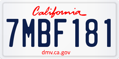 CA license plate 7MBF181