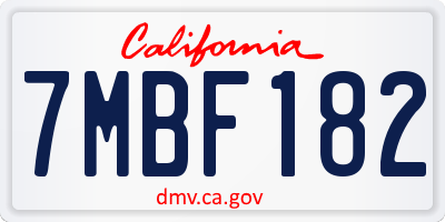 CA license plate 7MBF182