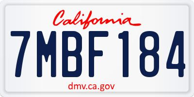 CA license plate 7MBF184