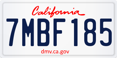 CA license plate 7MBF185