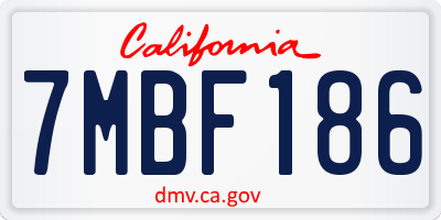 CA license plate 7MBF186