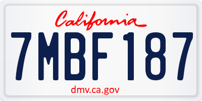 CA license plate 7MBF187
