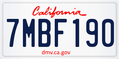 CA license plate 7MBF190