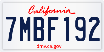 CA license plate 7MBF192