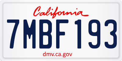 CA license plate 7MBF193