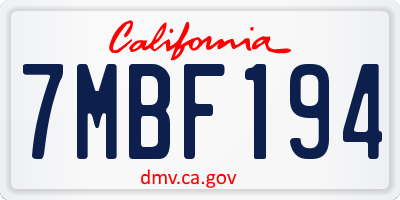 CA license plate 7MBF194