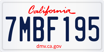 CA license plate 7MBF195