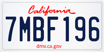 CA license plate 7MBF196