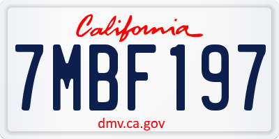 CA license plate 7MBF197