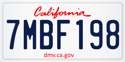 CA license plate 7MBF198