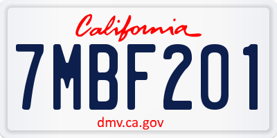 CA license plate 7MBF201