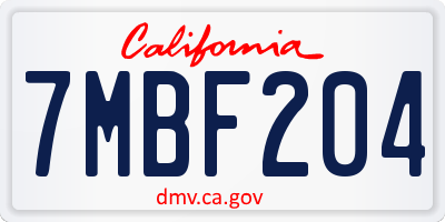 CA license plate 7MBF204