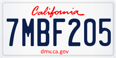 CA license plate 7MBF205